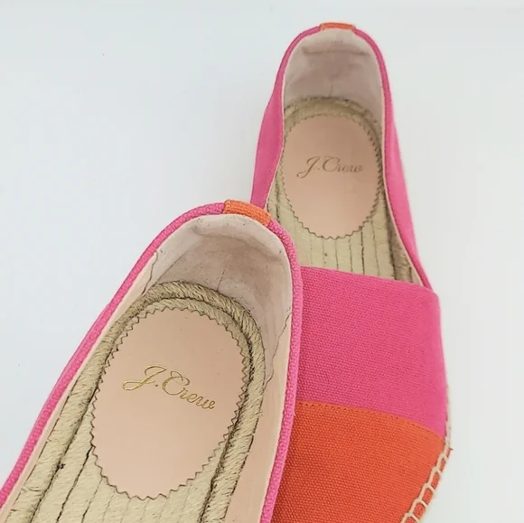 J. Crew Pink Orange Canvas Espadrille Flats 7 - Picture 9 of 12